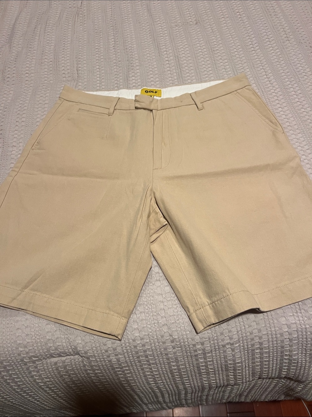 Golf Le Fleur Beige Flat-Front Chino Shorts